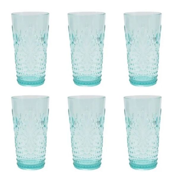 ♥️ Pioneer Woman Sunny Days Tumbler, Teal, Set of 6 - Picture 3 of 7